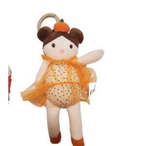 Dream Gro Halloween Plush Doll Baby Lovey Clip On Tutu Dress Orange Pumpkin New